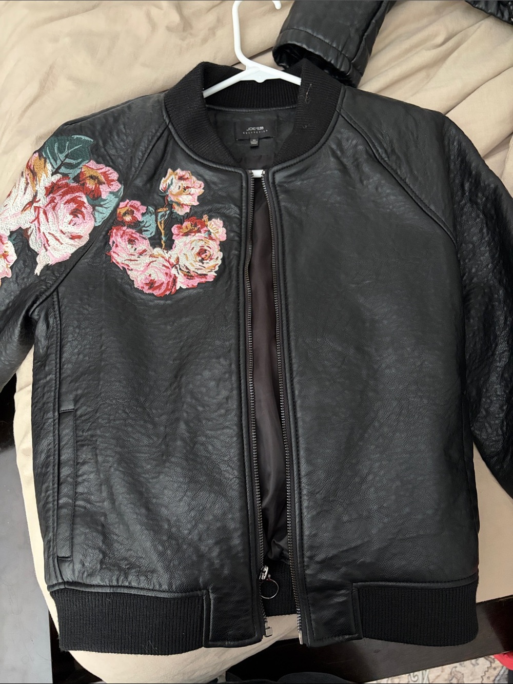 Joe’s  Bomber Jacket with Pink Floral Embroidery